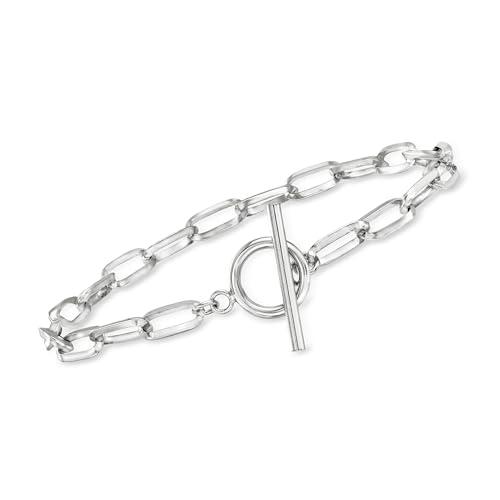 Ross-Simons Sterling Silver Paper Clip Link Toggle Bracelet