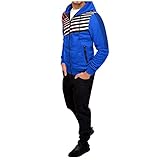 BIISDOST Gestreifter Zweiteiler für Herren mit Nähten, Reißverschluss, Sweatshirt, Hosenanzug, mit Kapuze, Warmer Jacke, Pullover, Sporthose Anzüge Kinder Jungs