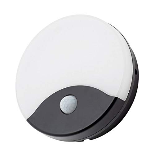 LITECRAFT Alford Wall Light LED Outdoor Round Bulkhead with PIR Motion Sensor - Black