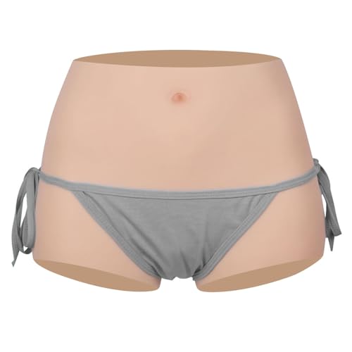 HMWBFGYM Realistic Silicone Fake Vagina Panty Hiding Gaff Boxer Briefs Underwear Hip Shaper Pad Crossdressing Apparel,Ivory,M