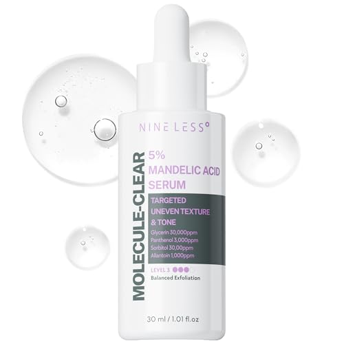 NINELESS Molecule-Clear 5% Mandelic Acid Serum - Korean Skincare Gentle AHA Exfoliating for Sensitive Skin - Panthenol, Allantoin, Sodium Hyaluronate - Hydrating, Soothing, Barrier Support, 1.01 fl oz