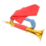 TOYZFRIENDY Plastik Trompete Bühnenhorn mit Blauem Band und Rotem Seidenband Kleine Kinderhörner für Partys und Sportfeiern Leichte Lufthupe für Veranstaltungen und Neujahrsfeste