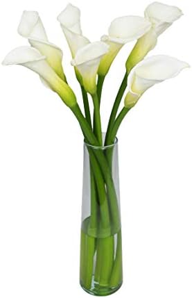 Delivery by Monday, March 13th,Arabella Bouquets Fresh Cut White Calla Lilies with Vase Flowers, White