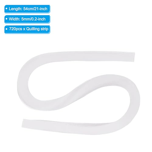 PATIKIL 720 Stück Quilling-Streifen Papier 5mm(3/16) 54cm Origami-Papier Quilling-Streifen für Kunst DIY Handwerk Weihnachten, Weiß