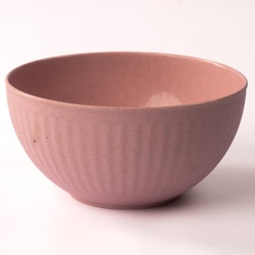 Image of Irida Naturals Planet Friendly Fluted Bowl Set - Lightweight & Unbreakable Microwave Safe Bowl Set, Bamboo Fiber Snacks Serving Bowls for Kids & Adults, 800 ml Pack of 1 (Plush Pink)