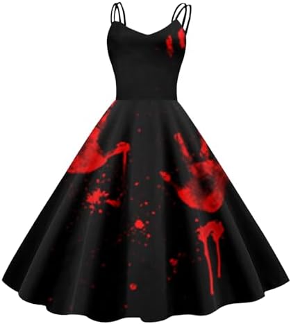 Générique Robe D'halloween Femme 2025 Robes Imprimé Sang