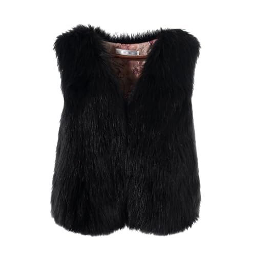 Générique Manteau Fourrure Femme Sans Manches Gilet Fausse Fourrure Courte en Doux élégant Veste Polaire Hiver Manteau Laine Fluffy Couleur Unie Blouson...
