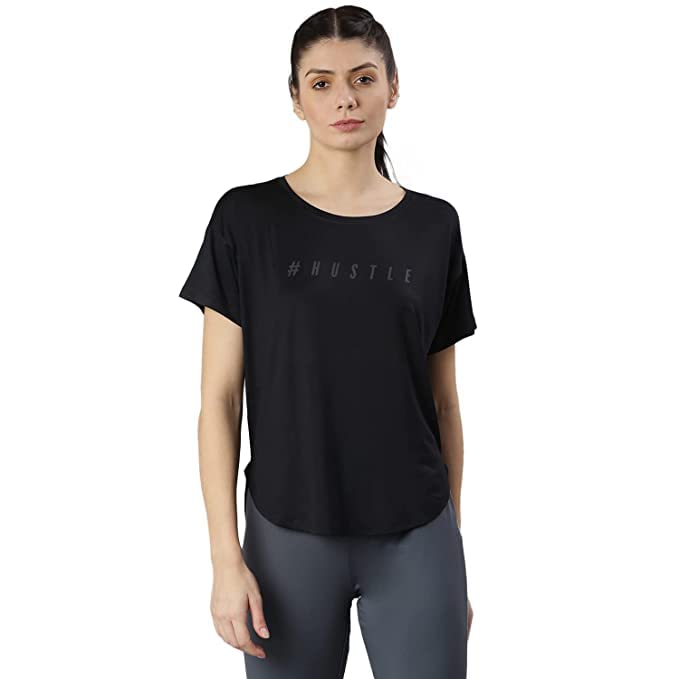 Women Breathable Active Gym Wear Tshirt | Dri Fit Poly Spandex Gym Top | Lightweight, Sportswear for Workout, Running & Yoga| Round Neck Stretchable Casual Workout Top/MKHWT-12