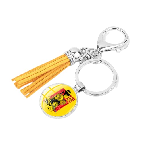 Kill Bill The Bride - Llavero de metal con borla de piel de color plateado, colgante de bolsa, adorno para colgar en la película, marrón, 25