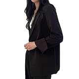 [Quntum A.E] パンツスーツ レディース セットアップ スーツ 大きいサイズ テーラードジャケット ストレートパンツ カジュアル スーツ ママ おしゃれ ゆったり 卒業式(XL ブラック)