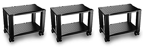 Home-Complete Printer Stand-2-Tier Under Desk Table for Fax, Scanner, Printer, Office Supplies-Compact and Mobile with Wheels for Portable Storage (3-(Pack))
