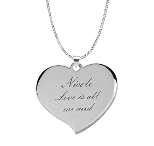 Engraved Silver Heart Necklace Pendant - Ships from USA4