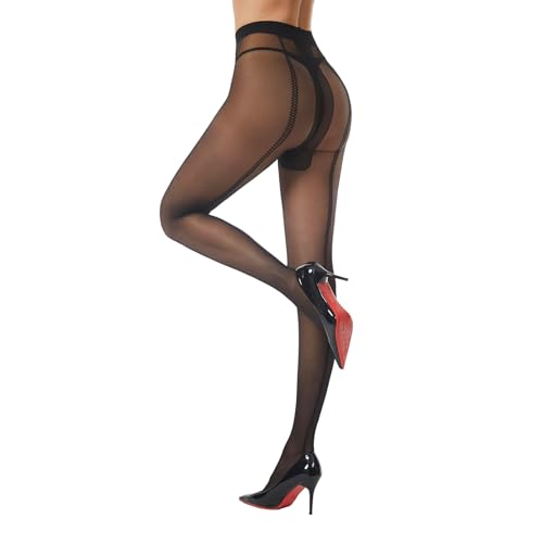 Image of Back Seam Pantyhose for Women High Waist Sheer Seamed Tights Sexy Stockings