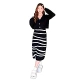 [DEEPEYES] ルームウェア 上下セット レディース セットアップ カーディガン ニットワンピース 秋冬 長袖 厚手 部屋着 暖かい ふわふわ 可愛い ブラック M-L