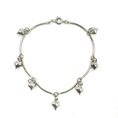 Pulseira De Pingentes De Coração (prata)