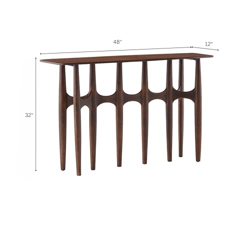 Image of Gharaana Lara Wooden Console Table | 100% Solid Mango Wood | Dark Walnut Finish | Entryway & Living Room Furniture | 48x12x32 inches