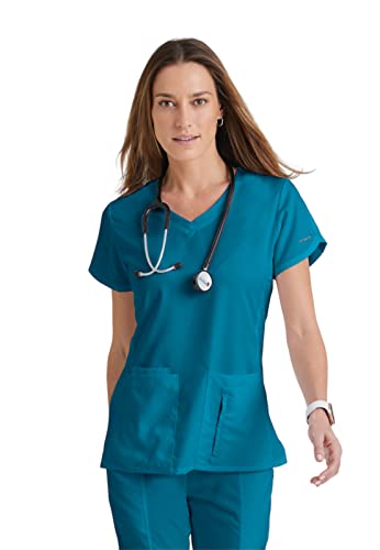 BARCO Grey's Anatomy Scrubs – Cora Scrub parte superior para mujer, cuello en V cruzado, espalda...