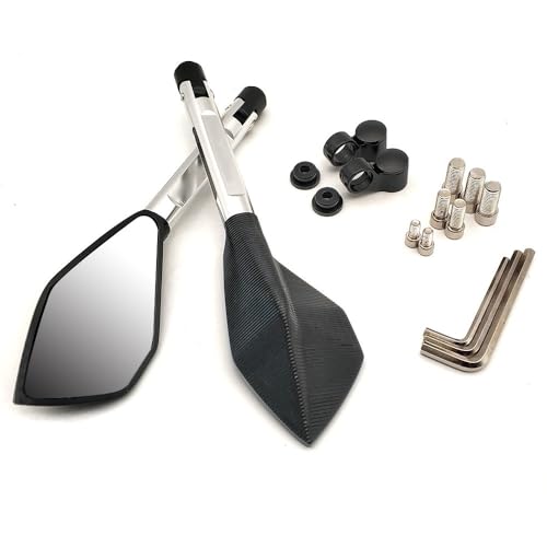 Espejos retrovisores convexos para motocicleta universales 8mm 10mm plata para Yamaha y Suzuki 2
