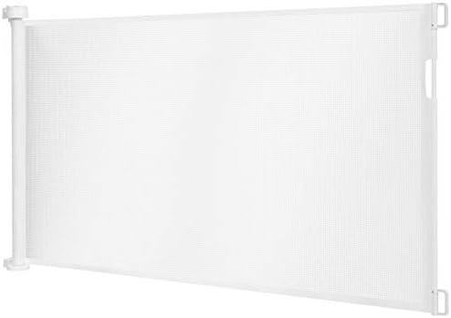 COSTWAY Retractable Safety Gate with Lock, Extend up to 137CM, Easy One Handed Opening, Wide Mesh Door Stair Guard for Baby Pets (White)