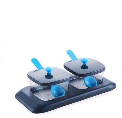 DREAM ENTERPRISE Spice Jar Set w/Spoons & Lid - 2-in-1 Plastic Seasoning Box Container for Kitchen - Strong PP Food-Grade Material to Preserve Flavor - Dust & Moisture Proof Build