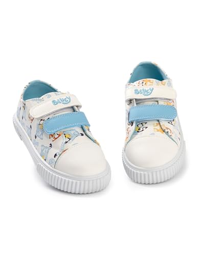 Bluey & Bingo Unisex Kids Off White Multi Character Trainers | Everyday Wear Sneakers| Hook and Loop Closure | Cartoon Print