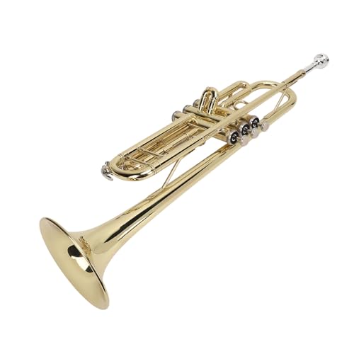 Beginner Trumpet Kit, Bb Trumpet Instrument Strong Penetration for Band Performance (Gold)