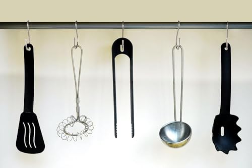 20Pcs S Hooks for Hanging, Made of Stainless Steel, S Shaped Iron Wire Hook Hanger for Hanging Jewelry Small Kitchenware Potted Plants, Silver (S-20)