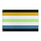 Aroace Agender Pride 3x5Fts - LGBTQIA+ Gender Identity Flags Polyester with Brass Grommets 3 X 5 Ft - Vivid Color and Fade Proof - Double Stitched - Double Sided Print