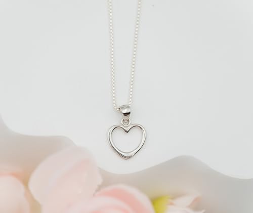 Precious Pieces Girl's Sterling Silver Necklace with Open Heart Charm3