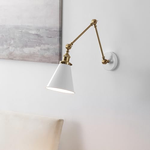 Image of JONATHAN Y Rover 1-Light Wall Sconce 7 inch, White /Brass Gold