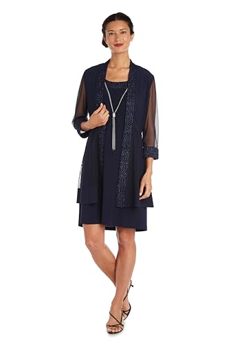 R&M Richards Women's Sheer Knee-Length Shift Dress and Jacket Set