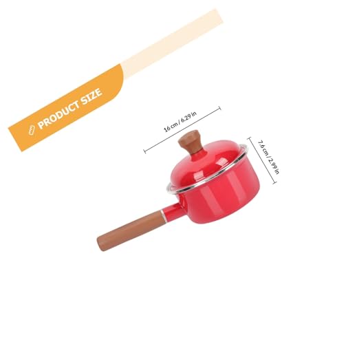 Olla para sopa pequeña de 16 cm roja para evitar que la leche se pegue 3