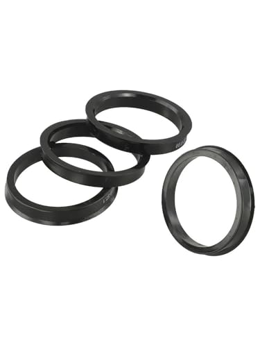 ASYUIHUUY Anillos Centradores Llantas 4 Anillos centrales de plástico for Rueda Coche, Color Negro, diámetro Interior 66,6-57 mm