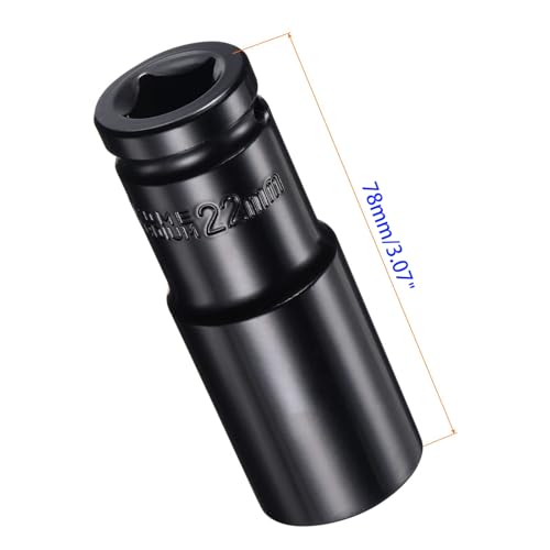 MACHSWON 2Pcs 1/2 Inch Drive - 22mm Deep Impact Socket with 6 Point Design, Heat-Treated Cr-V Steel 78mm Length, Metric Sizes - Image 2