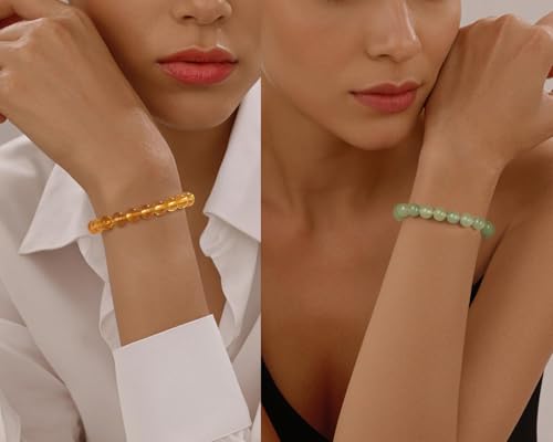 3pcs Wealth Money Bracelets,Healing Crystal Citrine African Turquoise Bracelets for Women Men,Lucky Feng Shui 8mm Natural Stone Green Aventurine Beaded Spiritual Gemstone Jewelry Gifts4