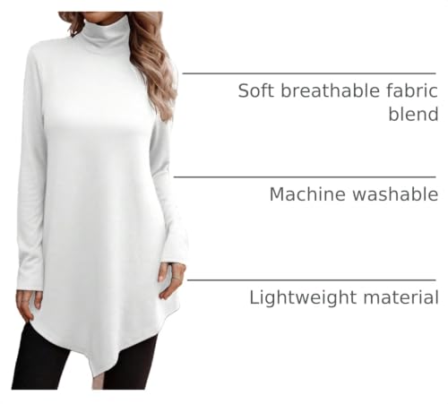 Image of JUSTFASHIONNOW Turtle Neck Shirts for Women Long Sleeve Fall Tunic Tops