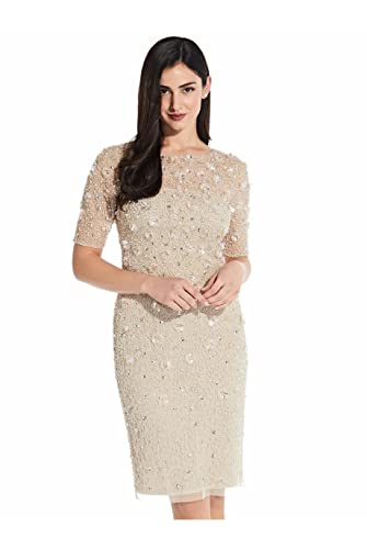 Image of Adrianna Papell Womens Beaded Cocktail Dress