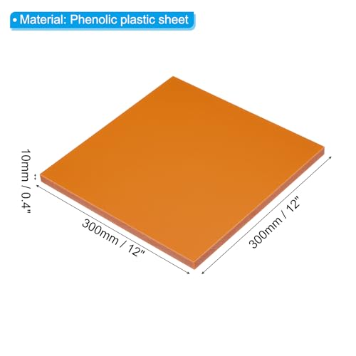 Image of PATIKIL Orange Phenolic Sheet, 1pcs 300x300x10mm Laminated Resin Plate Board PCB Sheet for Electrical Electronic Fixtures DIY and Crafts
