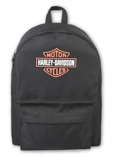 Harley-Davidson Bar & Shield Graphic Backpack w/Adjustable Straps - Black/Orange