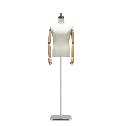 Buhelyc Maniquí De Costura, Maniquí De Ropa De Talla Grande para Hombre con Base Metálica, 63”-89” Altura Ajustable, Brazos De Madera Desmontables, para Ropa, Corbata, Fácil De Desmontar(Color:A)