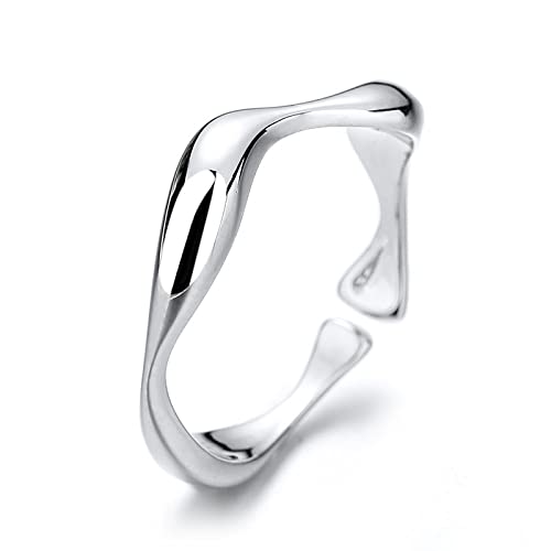 Bague ajustable femme en vagues irrégulières style punk minimaliste
