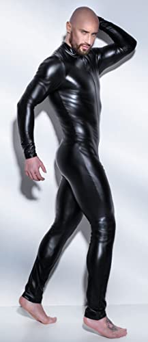 Panegy Men's Faux PU Leather Jumpsuit Shiny Leather Bodysuit Pole Dance Leotard Adult Onesie Singlet4