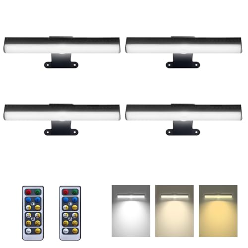 HIPTOKING 4pcs Battery Operated Picture Light with 3 Lighting Color,Painting Light for Wall with...