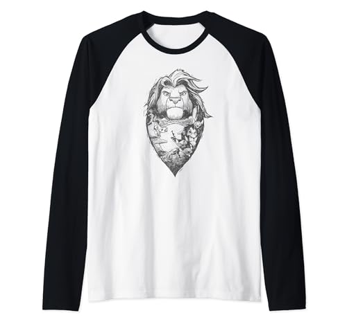 T-shirt Raglan Disney Lion King style baseball avec croquis néon rétro