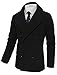 TAM WARE Men's Stylish Large Lapel Double Breasted Pea Coat TWCC16-BLACK-US L