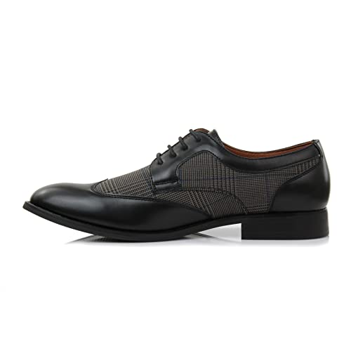 Image of Ferro Aldo Men's Wingtip Oxford Dress Shoes | Classic Brogue & Two-Tone Spectator Styles | Formal Wedding Business Party Shoe