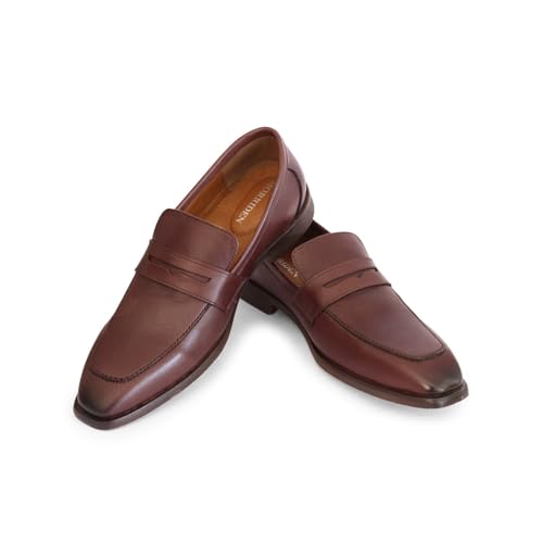 Image of Classic Genuine Leather Formal Penny Loafers for Men | Premium Formal Slip-On Shoes | Cushioned Comfort | Lightweight TPR Sole | Office & Business Wear