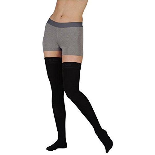 Image of Juzo Soft 2000 Thigh High Compression Stocking 15-20 mmHg Closed Toe, Short | Silicone border, ultra-soft, breathable, medical compression stockings for men and women, opaque knit, high wearing comfort