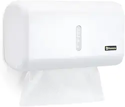 Toalheiro Compacto Dispenser Papel Toalha Interfolhado ABS Alta Resistência Visor Transparente Abertura com Chave Econômico Moderno para Lavabos Banheiros Clínicas Escritórios (1, Branco)