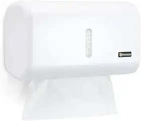 Toalheiro Compacto Dispenser Papel Toalha Interfolhado ABS Alta Resistência Visor Transparente Abertura com Chave Econômico Moderno para Lavabos Banheiros Clínicas Escritórios (1, Branco)